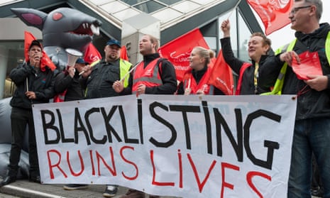 Unite members protest against alleged blacklisting in 2013.