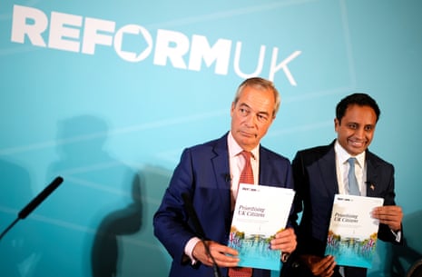 Nigel Farage (left) and Zia Yusuf at the Reform UK press conference at the Royal Horseguards Hotel, London.