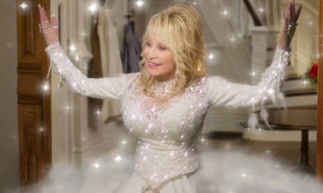 A gift from Dolly ... Parton in a still from the upcoming Netflix film, Dolly Parton’s Christmas on the Square.