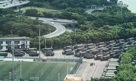 Trucks and armoured personnel carriers in Shenzhen