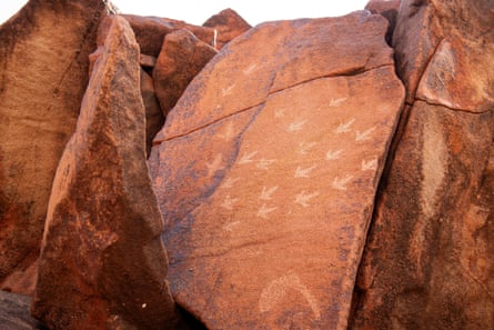 Emu tracks rock art at Deep Gorge, a sacred men’s site.