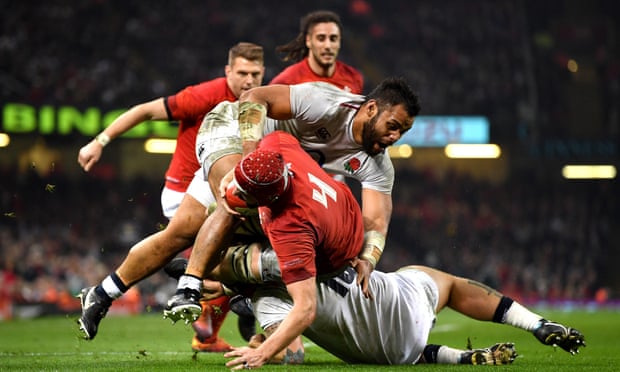 Cory Hill goes over for Wales’s first try, which swung the match in their favour.