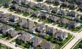 Aerial view of a suburban subdivision near Houston Texas.