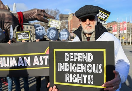 Cromwell’s ‘Dinosaur protest’, calling on world leaders to ‘Stop the Human Asteroid’ at Cop15 in Montreal, Quebec, Canada in 2022.