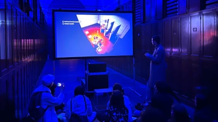 The video game Sex With Friends pictured on a screen at the V&A.