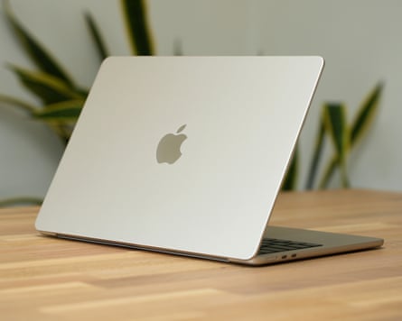 The lid of the Apple 13in MacBook Air M5 half open.