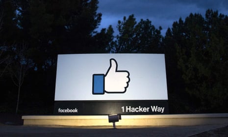 Sign at entrance to Facebook's corporate headquarters in Menlo Park, California