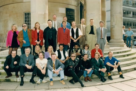 All the Radio 1 DJs photographed in 1992, to celebrate 25 years of the station, with Tong standing, centre, in black.