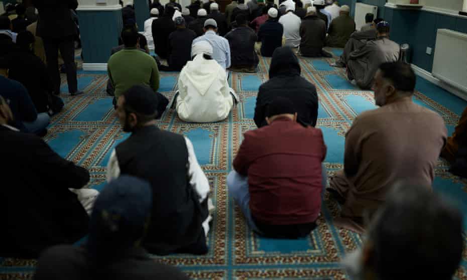 Muslims at a mosque in Birmingham.