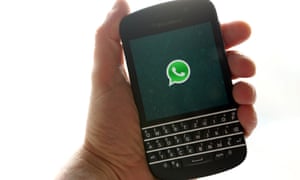 WhatsApp in use on a BlackBerry phone