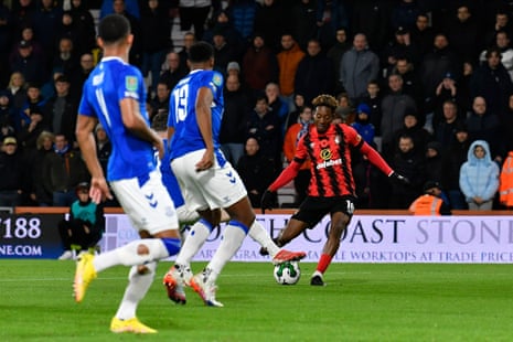 Jamal Lowe (right) gives Bournemouth an early lead.