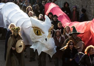 ‘Wild hunt’ dragon processions are held in Glastonbury on the closest Saturday to Samhain.