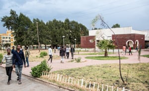 Students on the main campus of Ambo University, where police have been brought in to curb fighting