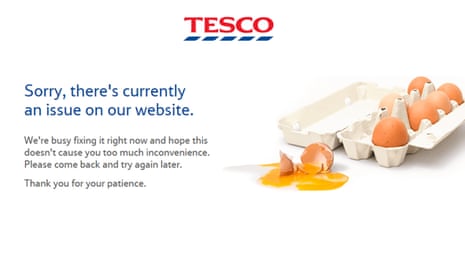 A screenshot of the message on Tesco’s website over the weekend after it was hit by hackers
