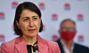 Premier Gladys Berejiklian (left) and Minister for Health Brad Hazzard (right)provide a COVID-19 update on Sunday