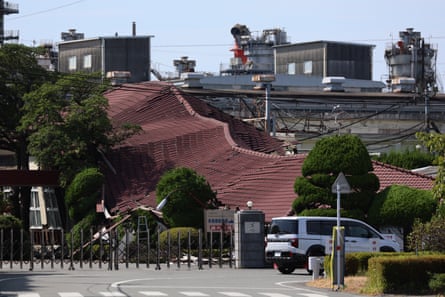 Nippon Paper mill, where a chimney collapsed.