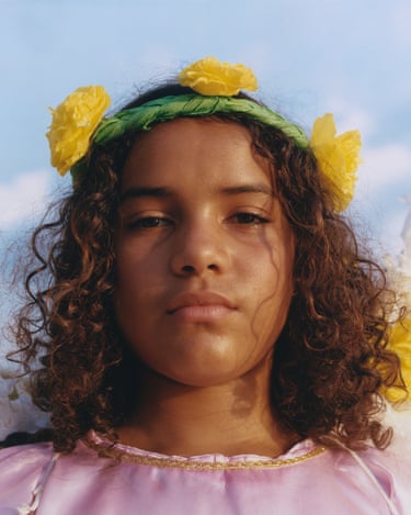 Daryeicy, 2023, girl with yellow flowers in a garland over her hair