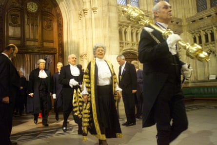 Betty Boothroyd at the state opening of parliament in 1999.