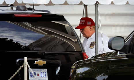 Trump departs the White House on Sunday morning to play golf at his club in Virginia.