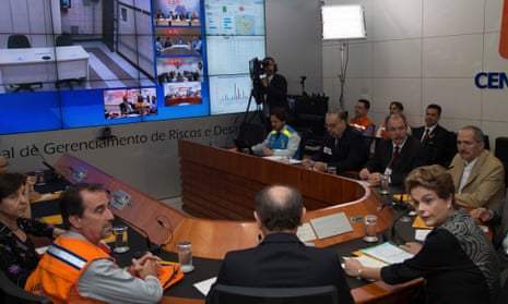 President Dilma Rousseff participates in a video conference about Zika and other mosquito-borne diseases at the National Center for Risk and Disaster Management in Brasília.