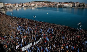 A protest against refugee camps on the island of Lesbos