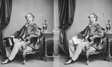 Two portraits of English novelist Charles Dickens taken in about 1860.