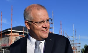 Prime minister Scott Morrison at a housing construction site at Orchard Hills in Sydney, 13 May 2019.