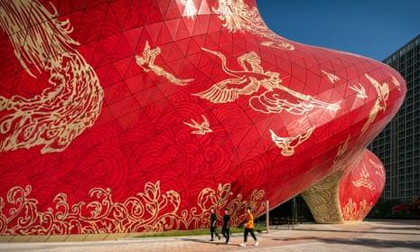 The Sunac Guangzhou Grand theatre by Steve Chilton Architects, a building designed to look like ‘a swirl of red silk’.