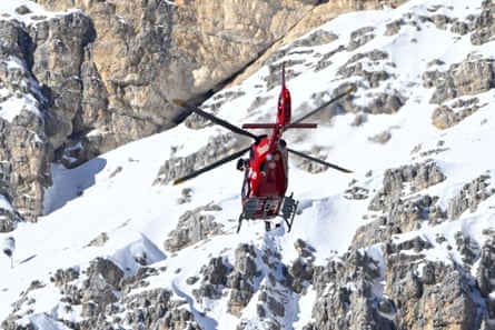 A helicopter was seen going up the mountain after Shiffrin’s crash but it wasn’t clear if Shiffrin was put onto the helicopter.