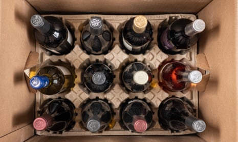 A delivery carton from Naked Wines with dozen mixed red and white wines
