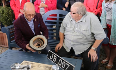 Antiques Roadshow expert Marc Allum (left) valuing the battered bowler hat from 007 film Goldfinger at up to £30,000 on the BBC TV show.