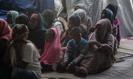 Members of the Eritrean community at a Sunday service in the migrant church in Calais