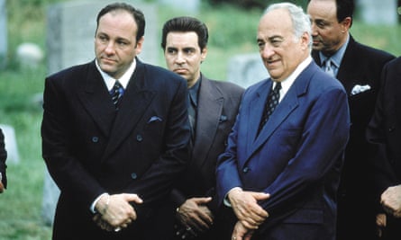 Jerry Adler, second from right, as Hesh Rabkin, a record producer, in The Sopranos
