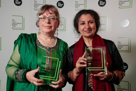 Daisy Rockwell and Geetanjali Shree at the International Booker prize ceremony in London.