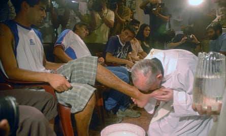 Francis (then still Cardinal Bergoglio) washing drug addicts’ feet in Buenos Aires in 2008