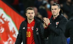 Aaron Ramsey (left) and Gareth Bale after Wales beat Belarus 5-1 last November in a World Cup qualifier.