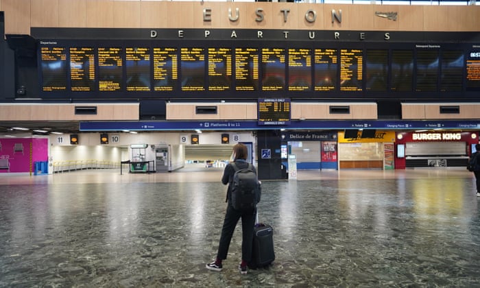 Passengers at Euston station in London.