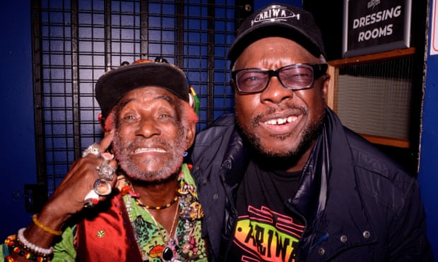 Lee ‘Scratch’ Perry and Neil Fraser at Perry’s 80th birthday party at Electric Brixton, 2016.