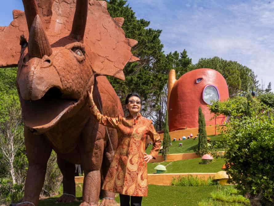 Portraits of the Flintstones House owner Florence Fang in Hillsborough, CA on April 19, 2019.