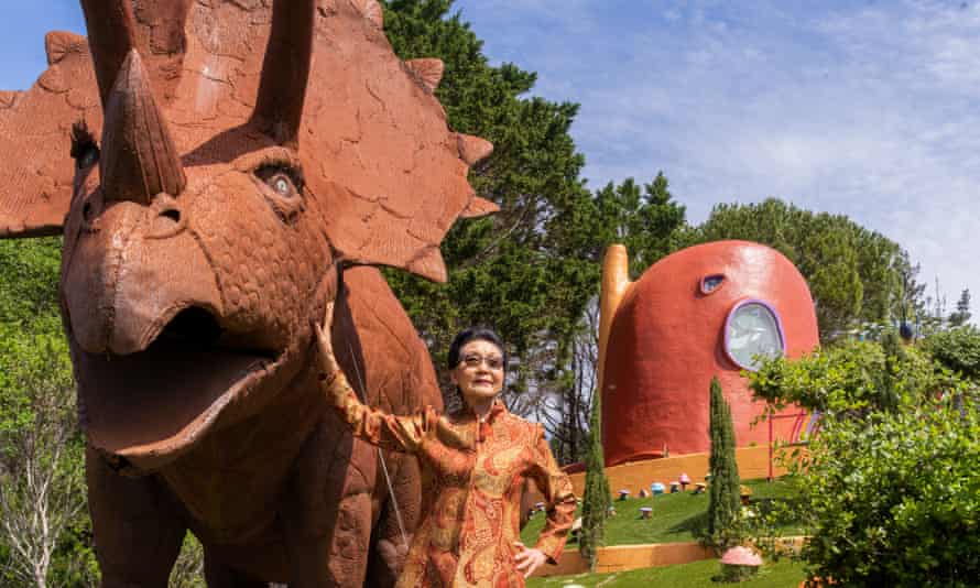 Florence Fang at her Flinstones-themed house in Hillsborough, California.