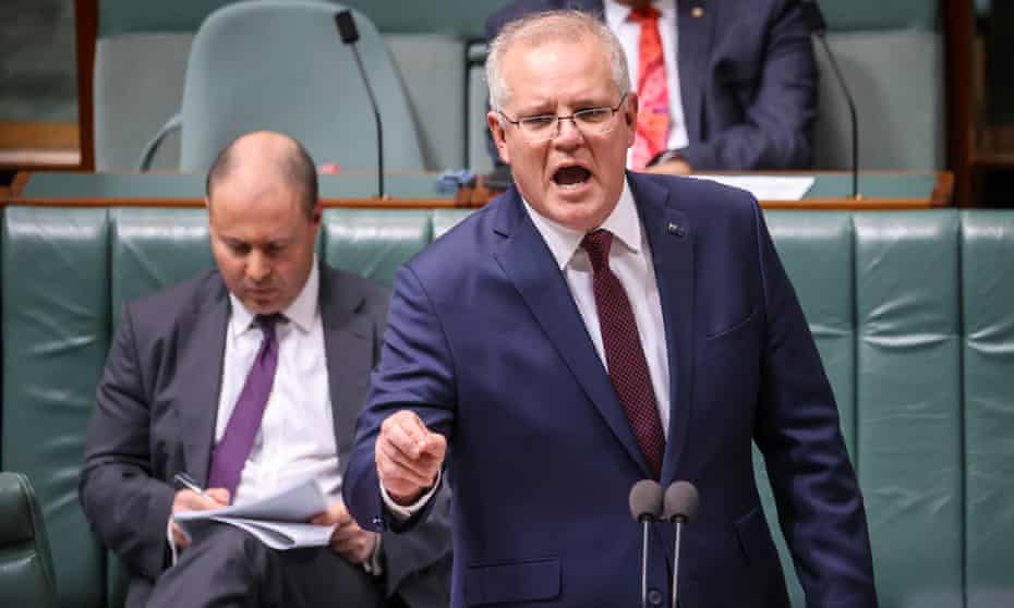 Prime minister Scott Morrison backed by treasurer Josh Frydenberg in parliament on Wednesday
