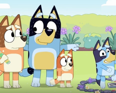 A still from an episode of the children's TV show Bluey.