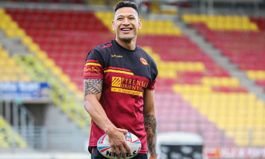 Israel Folau took part in his first training session with Catalans Dragons on Wednesday.