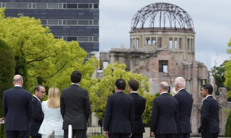 G7 leaders in front of the Atomic Bomb Dome at the Peace Memorial Park in Hiroshima, Japan