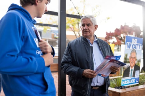 Ken Wyatt the Liberal Candidate for Hasluck is seen on May 18, 2022 in Mundaring, Australia.