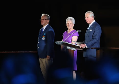 Prince Charles, Prince of Wales reads the message from the Queen.