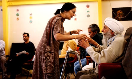 Elderly people at a care home