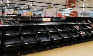 Empty shelves at an Asda store on July 21, 2021 in Cardiff. Supermarkets across the UK are emptying of products because of Brexit lorry shortages combined with large numbers of staff isolating due to Covid.