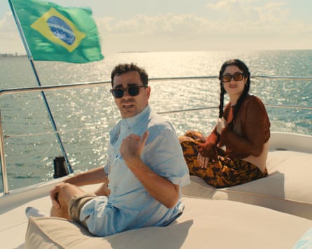 Big trouble … Dan Levy and Taylor Ortega in Big Mistakes.