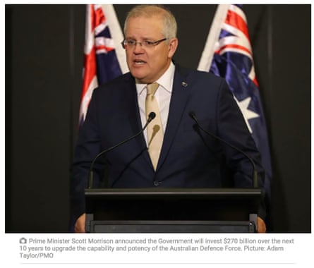 Prime Minister Scott Morrison as shot by Adam Taylor and credited to “PMO” from the Cairns Post website.